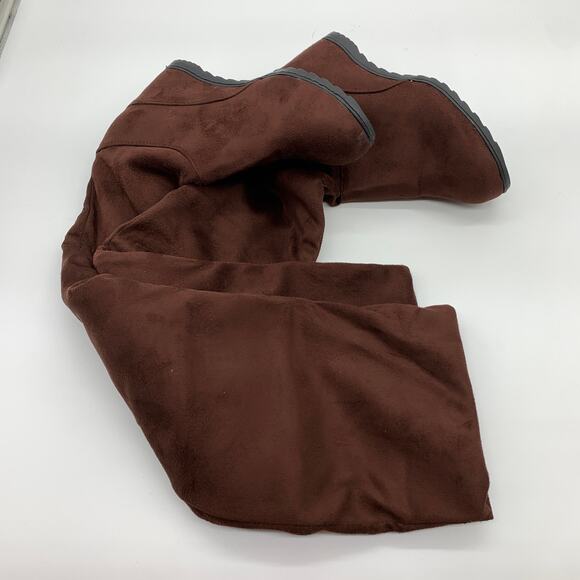 Women's Brown Boots Size 6.5 Over The Knee Wedge Boot - Picture 8 of 10